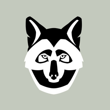 Wolf head vector illustration style flat 