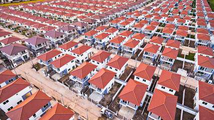 Obraz premium Aerial view of Housing estate, Shot from drone