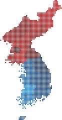 Obraz premium Circle shape North and South Korea map colored by province on white background, vector illustration.