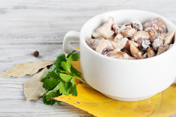 Mushrooms and green parsley