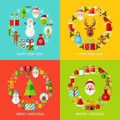 Happy New Year Concepts Set