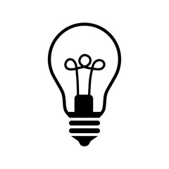 Black lightbulb icon on white background