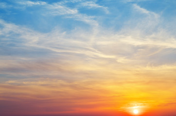 Sky background on sunset.