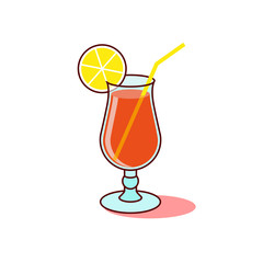 Cocktail in a glass isolated on white background.