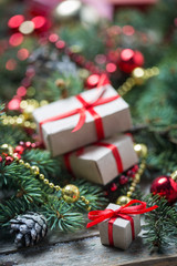 Christmas background with decorations