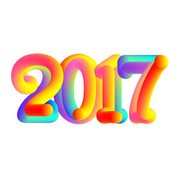 Stylish colorful text 2017. 2017 happy new year card. typographic vector illustration