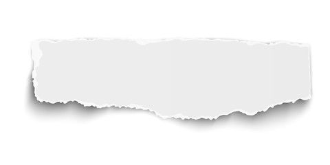 White vector oblong paper tear with soft shadow isolated