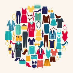 Vector set icon of Fashion collection of man wardrobe. Various male clothing . Set of flat men clothes and accessories icons - Illustration