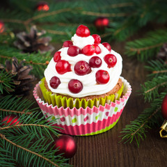 Christmas cupcakes with whipped cream