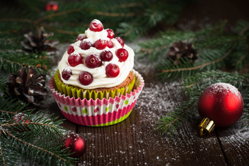 Christmas cupcakes with whipped cream