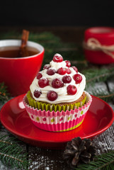 Christmas cupcakes with whipped cream