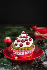 Christmas cupcakes with whipped cream