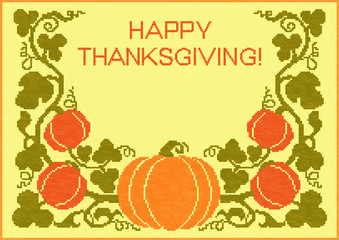 Embroidered cross-stich pumkins Thanksgiving background