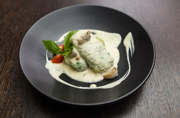 stuffed with cream sauce