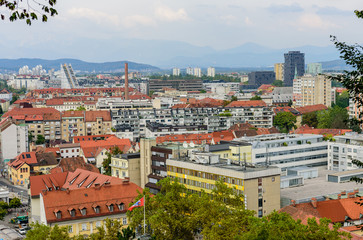 Aerial view of Ljubljana city, Slovenia.
