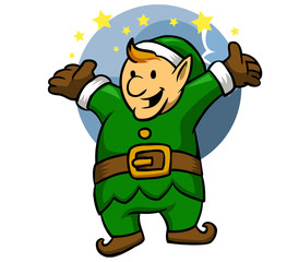 A vector illustration of a happy Christmas elf