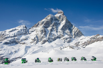 Stunning view of the Matterhorn peak from Cervinia ski resort side