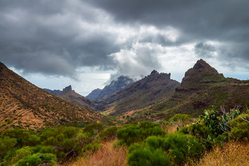Fototapeta premium Mountain road to Masca village in Teno Mountains, Tenerife, Canary Islands, Spain.