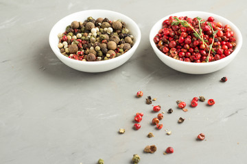 mixture of peppercorns closeup
