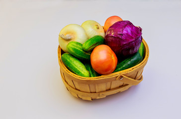 ripe fresh vegetables close-up White background