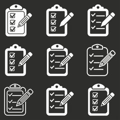 Clipboard pencil icon set.