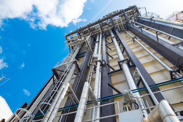 Heat recovery steam gas or boiler of combine cycle power plant against blue sky