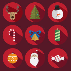 Christmas icon vector red background