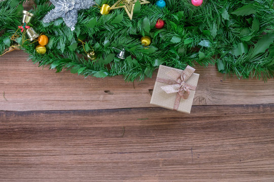 Close up of a Christmas gifts - christmas tree in the background