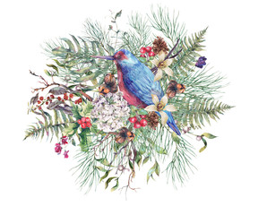 Christmas Vintage Floral Greeting Card