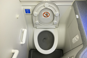 Toilet in airplane