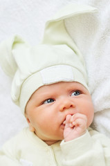 baby wearing funny hat