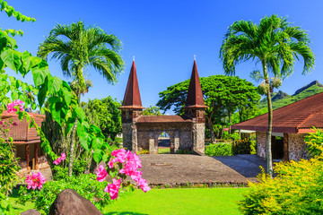 Marquesas Islands, Nuku Hiva. Notre Dame Cathedral.