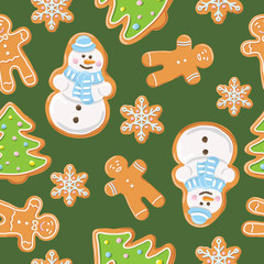 Ginger cookies seamless pattern.