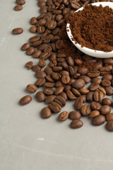 Black coffee on a gray background