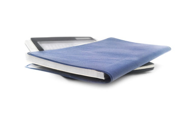 Checking Account
Isolated calculator with a check book.
