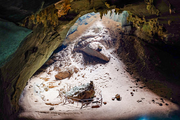 Sun Light in the cave, Phupaphet Cave, Satun south of Thailand.