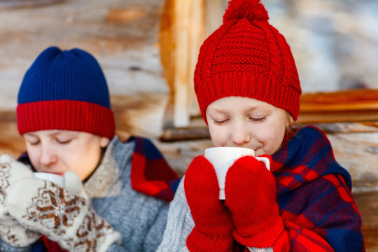 Kids Outdoors On Winter