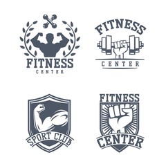 Gym fitness logo vector badge.