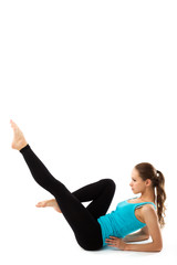 Obraz na płótnie Canvas Sport fitness woman, young healthy girl doing exercises.