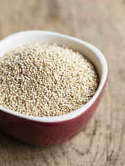 White quinoa in a small bowl