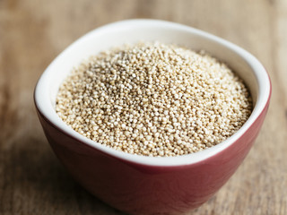 White quinoa in a small bowl