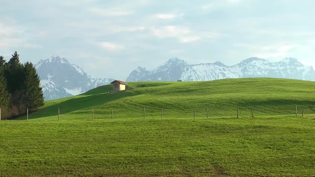 panshot of a mountain landscape in bavaria germany