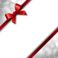 red bow and ribbon on a festive background bokeh