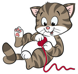 Verspielte Katze mit Wollknäuel