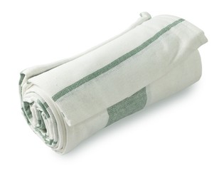 White and Green Kitchen Towel on White Background