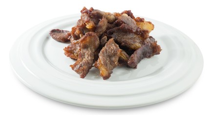 Deep Fried Beef Isolated on White Background