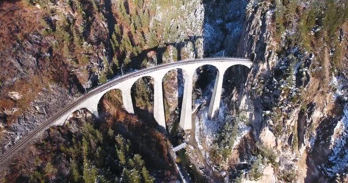 beautiful Viaduct in Switzerland, aerial view