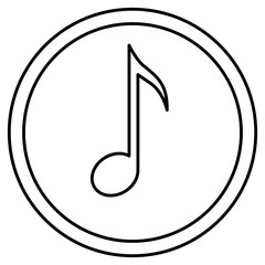 Music note inside button micon. Sound melody pentagram and musical theme. Isolated design. Vector illustration