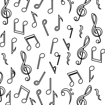 Music note background. Sound melody pentagram and musical theme. Isolated design. Vector illustration