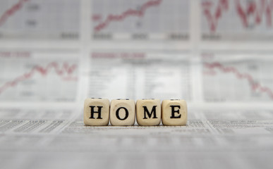 Home word built with letter cubes